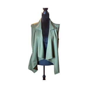 Entro Womens Open Cardigan Sleeveless Sweater in Blue Green Size Large